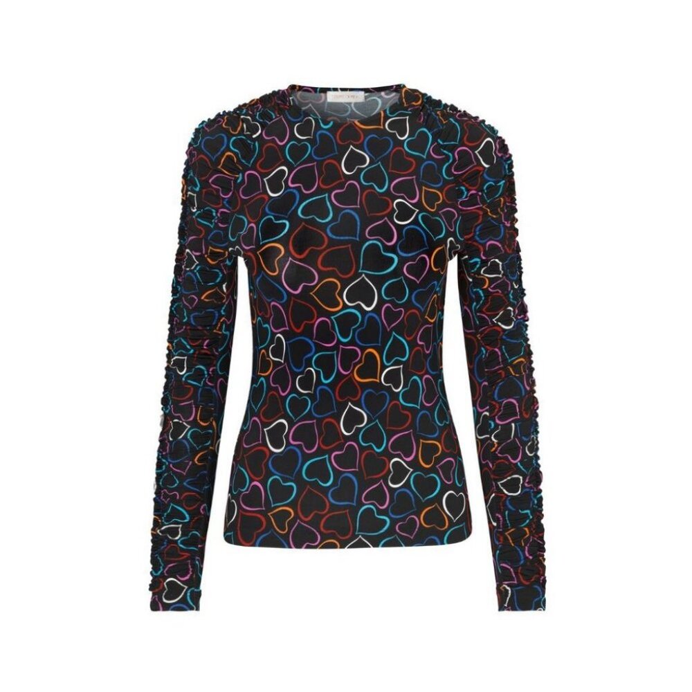 Stine Goya Carlin Printed Jersey Top 1951 Hearts Black Size Small